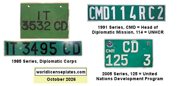 Diplomatic Corps License Plates