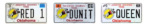 Vanity Plates of Absentee Shawnee