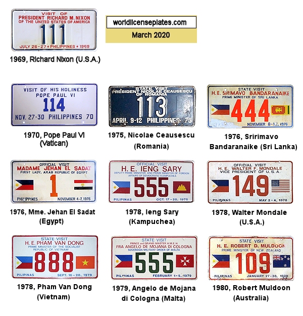 Official and State Visits License Plates