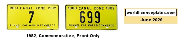 Panamá Canal Zone Commemorative License Plate