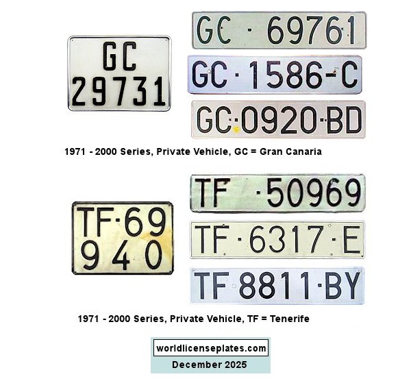 Canary Islands Private/Passenger License Plates