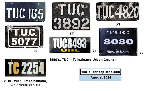 General Teinainano License Plates