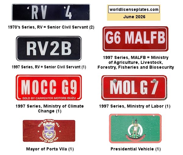 Vanuatu Official License Plates