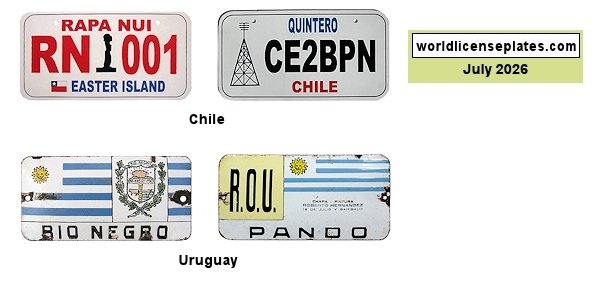 Souvenir License Plates of South America